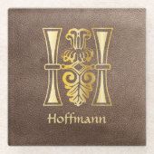 Medieval bodemkundig decoratief vermogen H Glazen Onderzetter (Voorkant)