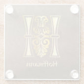 Medieval bodemkundig decoratief vermogen H Glazen Onderzetter (Achterkant)