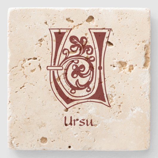 Medieval bodemkundig decoratief vermogen U Stenen Onderzetter (Voorkant)