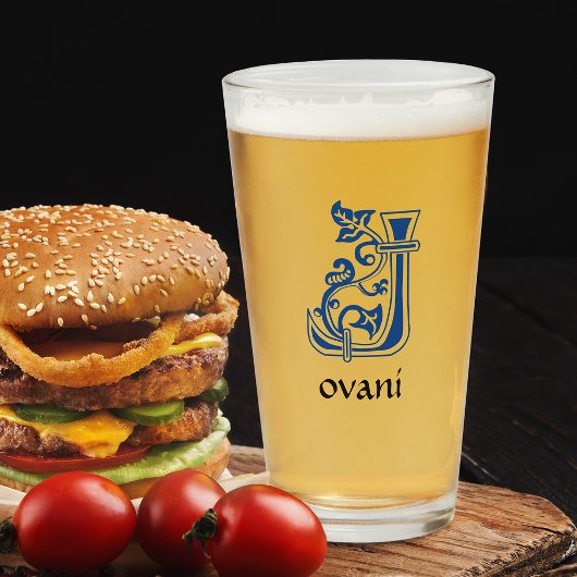 Medieval Botanisch Decoratief Kapitaal J Glas