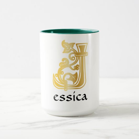 Medieval Botanisch Decoratief Kapitaal J Mok (Midden)