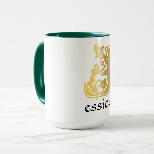 Medieval Botanisch Decoratief Kapitaal J Mok (Voorkant links)