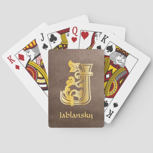 Medieval Botanisch Decoratief Kapitaal J Pokerkaarten (Achterkant)