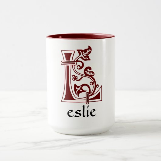 Medieval Botanisch Decoratief Kapitaal L Mok (Midden)