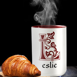 Medieval Botanisch Decoratief Kapitaal L Mok