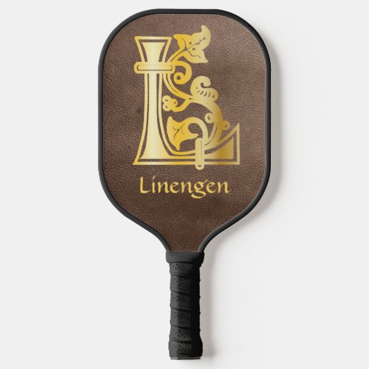 Medieval Botanisch Decoratief Kapitaal L Pickleball Paddle (Voorkant)