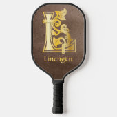 Medieval Botanisch Decoratief Kapitaal L Pickleball Paddle (Achterkant)