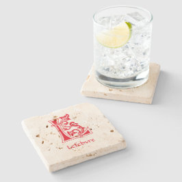 Medieval Botanisch Decoratief Kapitaal L Stenen Onderzetter