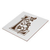 Medieval Botanisch Decoratief Kapitaal L Tegeltje (Zijkant)