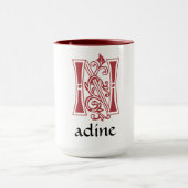 Medieval Botanisch Decoratief Kapitaal N Mok (Midden)