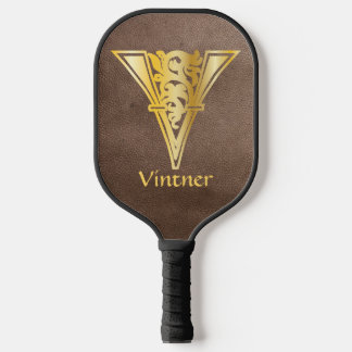 Medieval Botanisch Decoratief Kapitaal V Pickleball Paddle