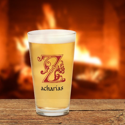 Medieval Botanisch Decoratief Kapitaal Z Glas