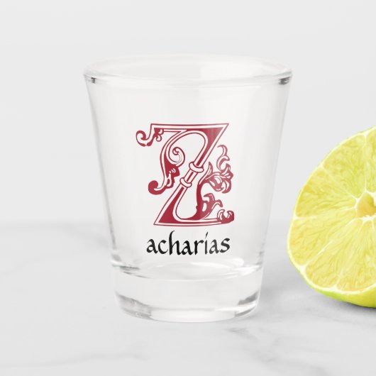Medieval Botanisch Decoratief Kapitaal Z Shot Glas (Voorkant)