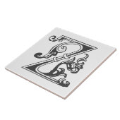 Medieval Botanisch Decoratief Kapitaal Z Tegeltje (Zijkant)