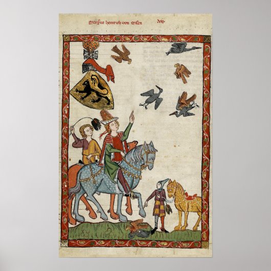 Medieval Boys op horseback met Poster (Voorkant)