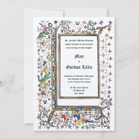 Medieval ca. 1415 Illuminated Wedding Kaart (Voorkant)