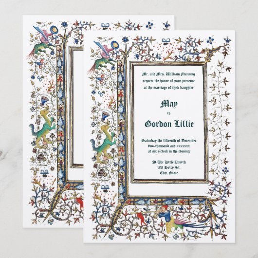 Medieval ca. 1415 Illuminated Wedding Kaart (Voorkant / Achterkant)