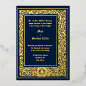 Medieval ca. 1477 Foliage Border Wedding Folie Uitnodiging (Voorkant)