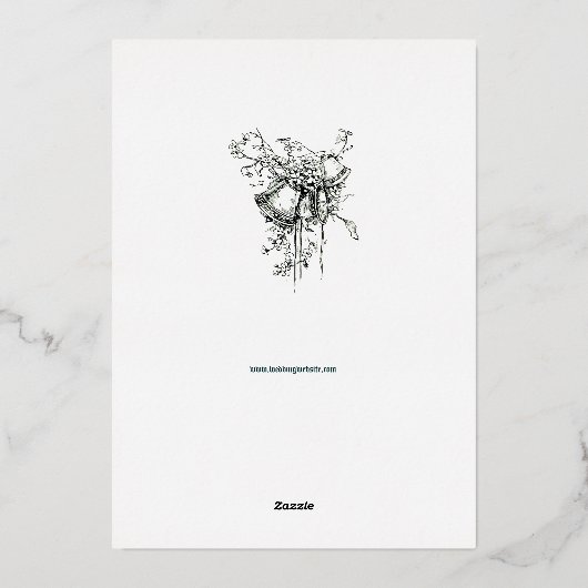 Medieval ca. 1477 Foliage Border Wedding Folie Uitnodiging (Achterkant)