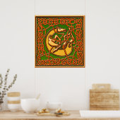Medieval Captive Horse in Celtic Knot Design Poster (Keuken)