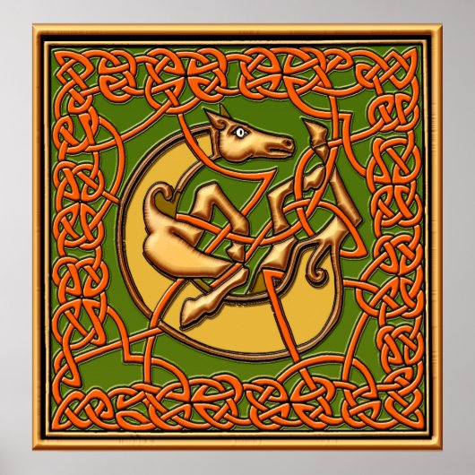 Medieval Captive Horse in Celtic Knot Design Poster (Voorkant)