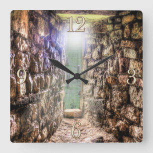 Medieval Cardiff Castle Window, Wales, Verenigd Ko Vierkante Klok