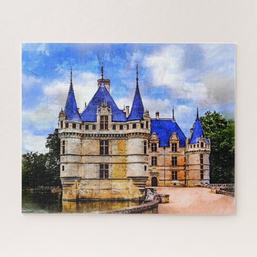 Medieval castle Azay le Rideau, Frankrijk. Legpuzzel (Horizontaal)