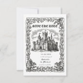Medieval Castle Black White Illustration  Save The Date (Voorkant)