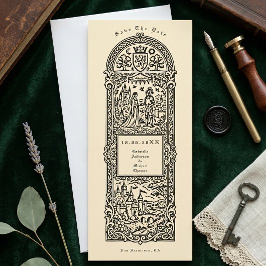 Medieval Castle Couple Engagement Announcement Kaart