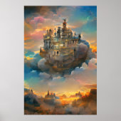 Medieval Castle, Fantasy Kingdom, Castle in sky Poster (Voorkant)