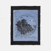 "Medieval Castle in Blue" Fleece Deken (Voorkant)