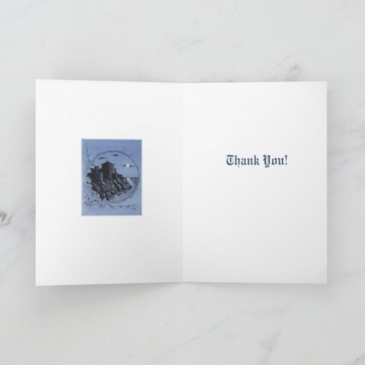 "Medieval Castle in Blue" Hartelijk dank Bedankkaart (Binnen)