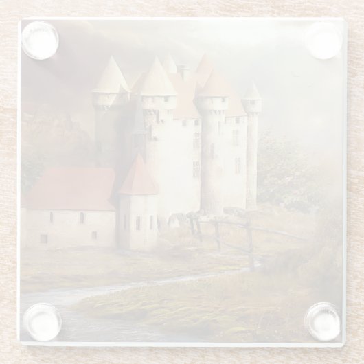 Medieval Castle River Run Glazen Onderzetter (Achterkant)
