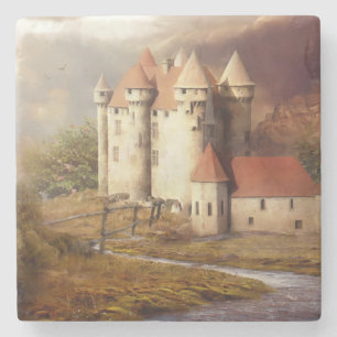 Medieval Castle River Run Stenen Onderzetter