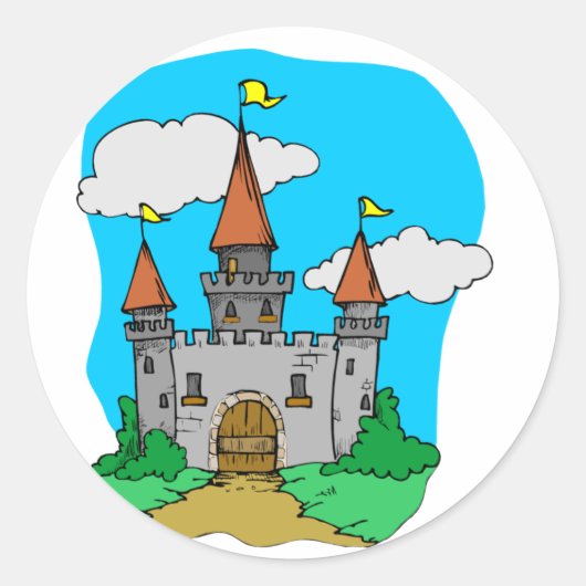 Medieval Castle Ronde Sticker (Voorkant)