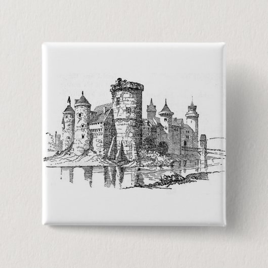 Medieval Castle Vierkante Button 5,1 Cm (Voorkant)
