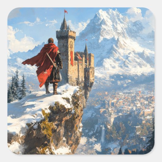 Medieval Castle Vierkante Sticker (Voorkant)