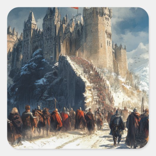Medieval Castle Vierkante Sticker (Voorkant)
