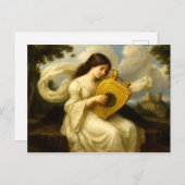 Medieval Castle Woman With Lyre Briefkaart (Voorkant / Achterkant)