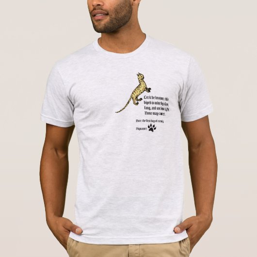 Medieval Cat Ownership Declaration T-shirt (Voorkant)