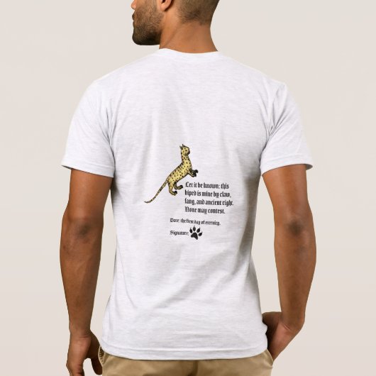 Medieval Cat Ownership Declaration T-shirt (Achterkant)