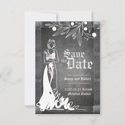 Medieval Celtic Bride Stone Wedding Invitation Save The Date (Voorkant)