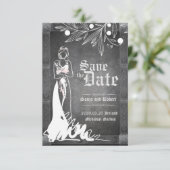 Medieval Celtic Bride Stone Wedding Invitation Save The Date (Staand voorkant)