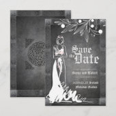 Medieval Celtic Bride Stone Wedding Invitation Save The Date (Voorkant / Achterkant)