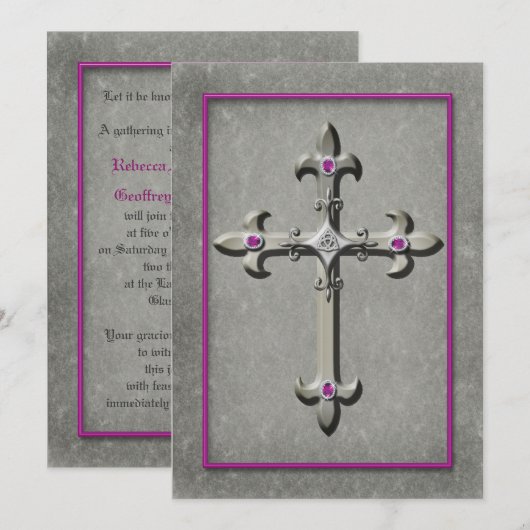 Medieval Celtic Cross Wedding Invitation Kaart (Voorkant / Achterkant)