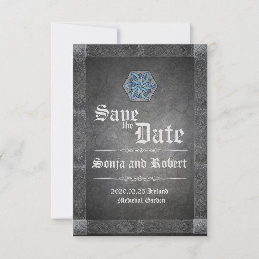 Medieval Celtic Stone Wedding Invitation Save The Date (Voorkant)