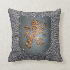 Medieval Chainmail Metal Shield Lion Kussen