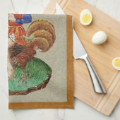 Medieval Chicken-Rider Kitchen Towel Theedoek (Quarter Fold)