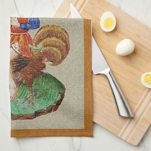 Medieval Chicken-Rider Kitchen Towel Theedoek (Quarter Fold)