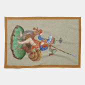 Medieval Chicken-Rider Kitchen Towel Theedoek (Horizontaal)